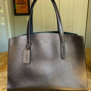 Dark Metallic Gray Coach Tote Bag
